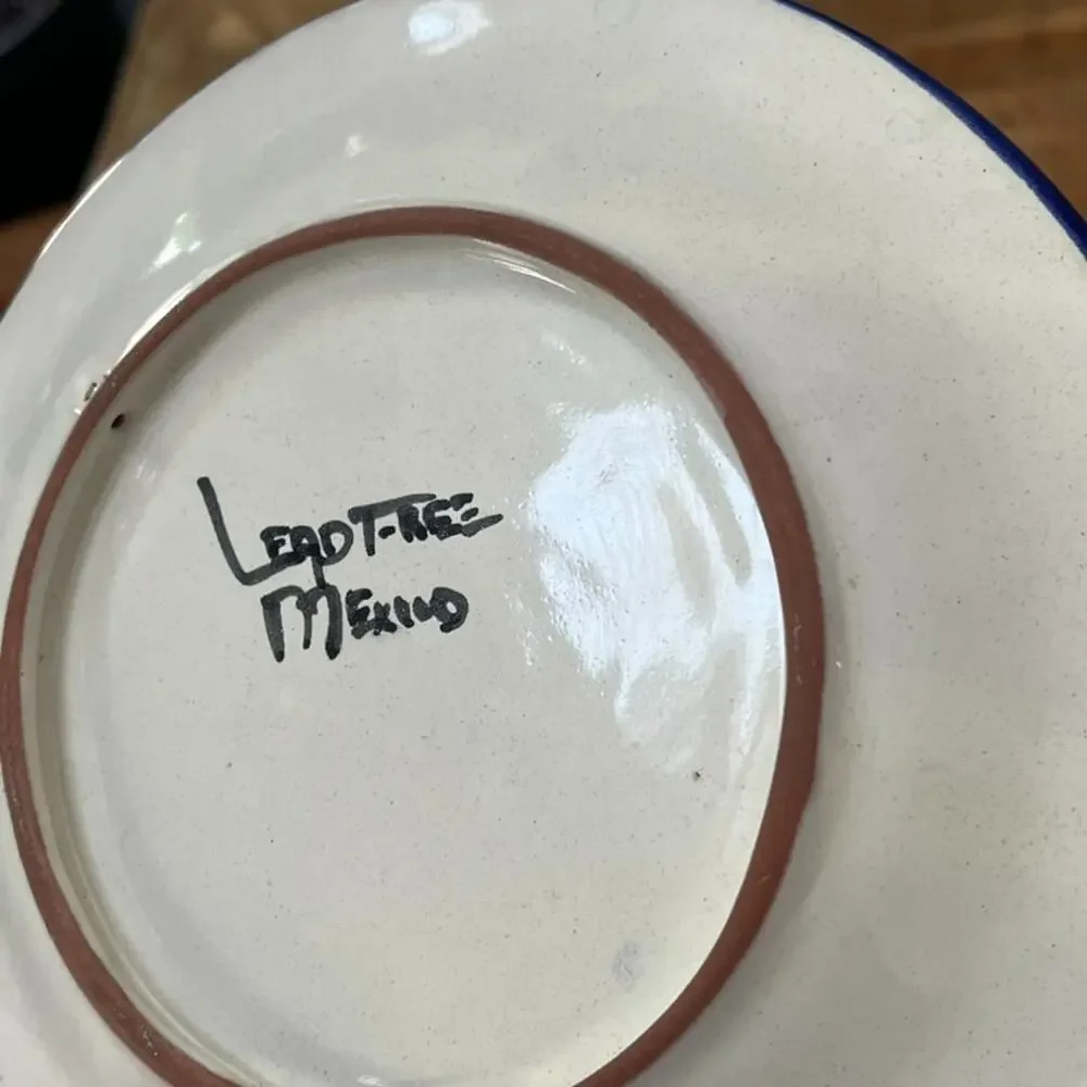 Vintage Hand Painted Ceramic Plate Lead Free Made in Mexico
